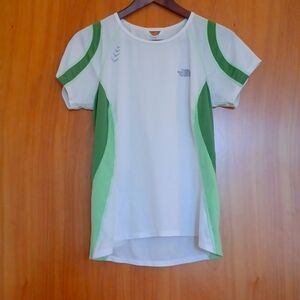 Womens North Face Size L White Green Workout Top